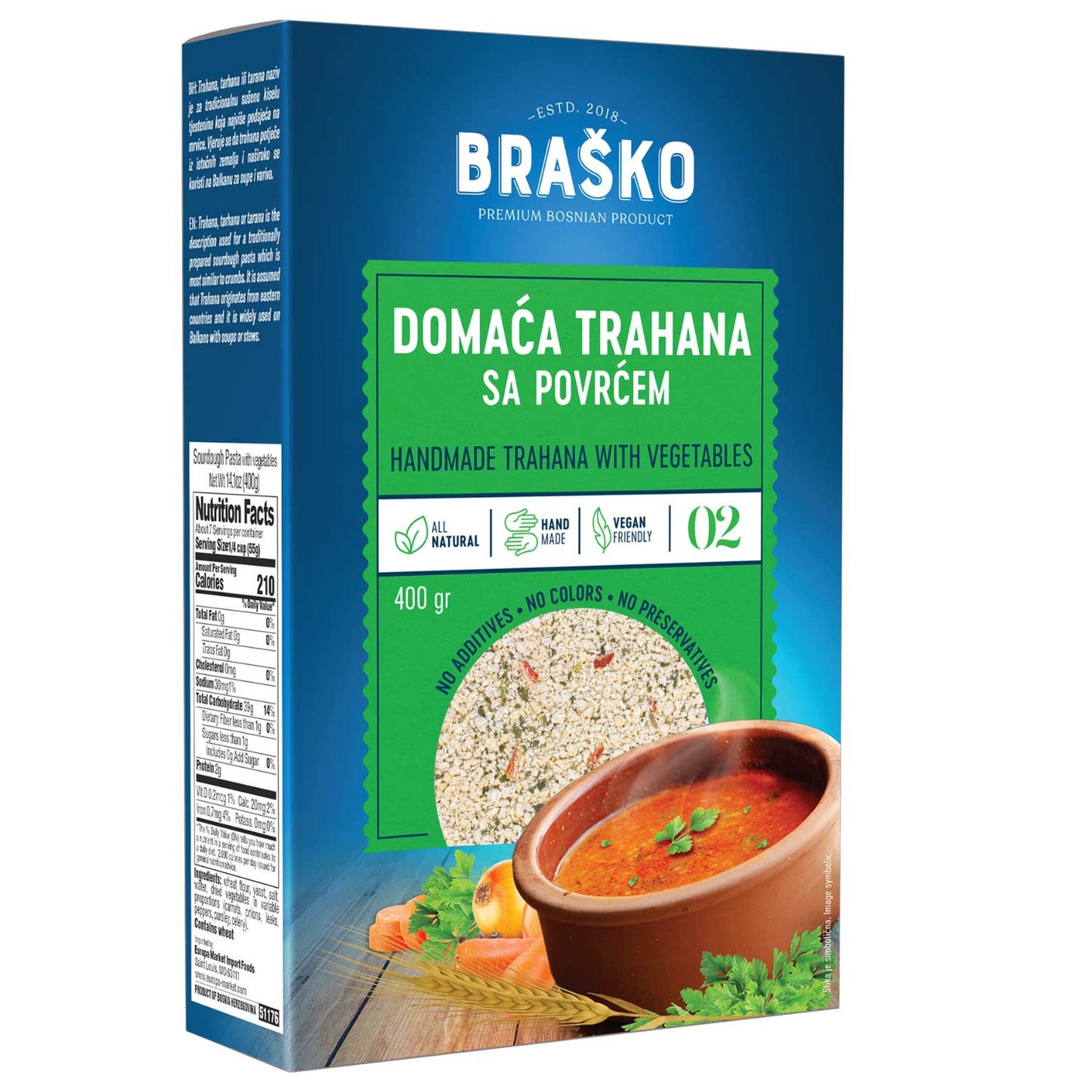 Brasko Domaca Trahana Sourdough Pasta with Vegetables 400g