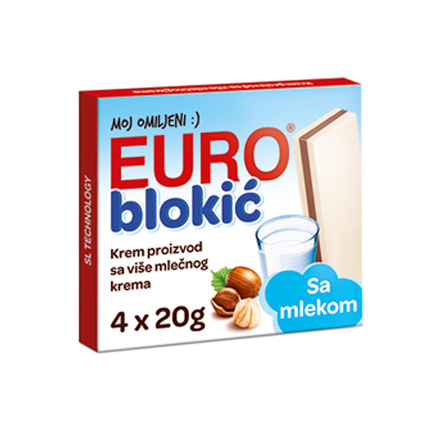 Takovo Euro Blokic Milk, Hazelnut & Cacao Bar 80g