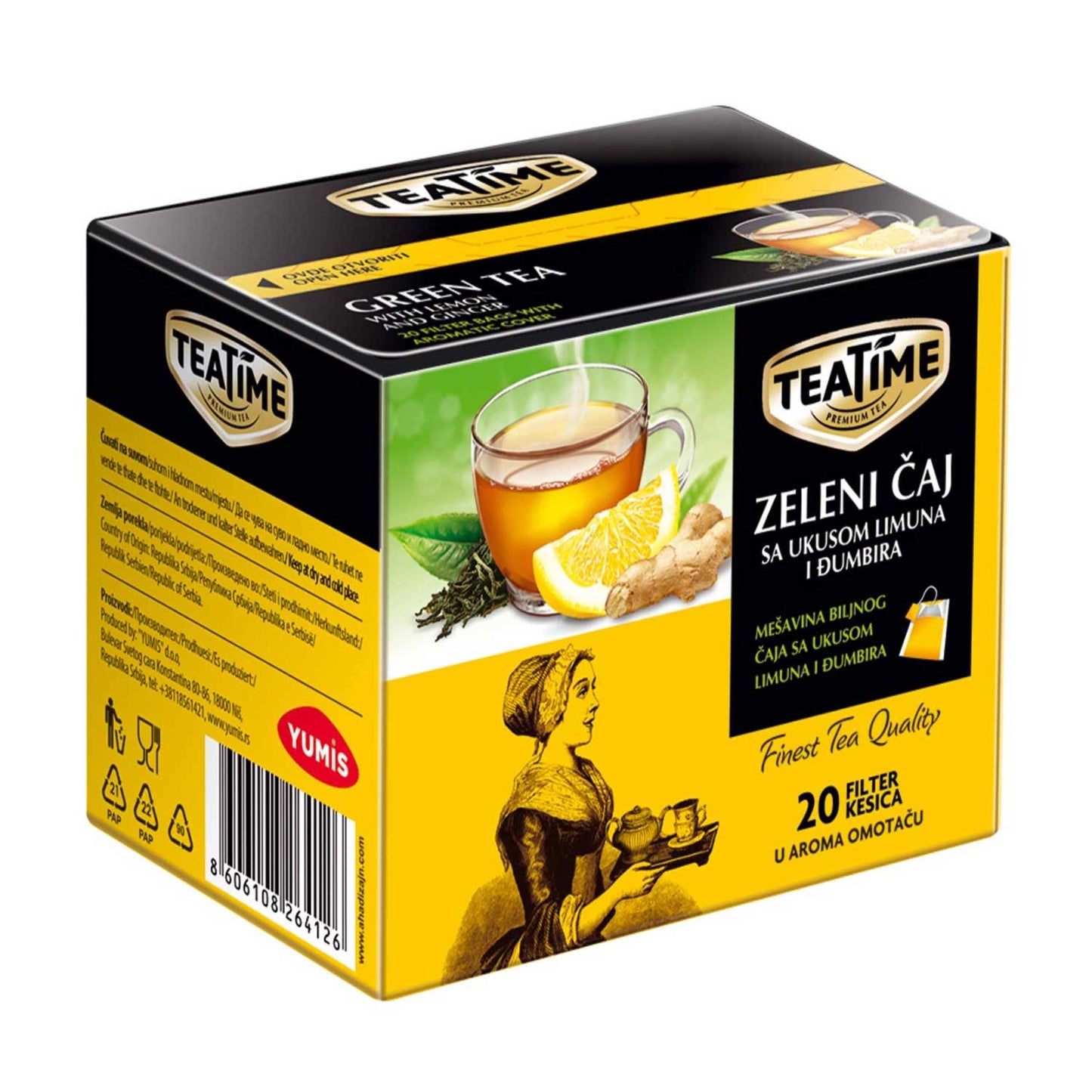 Yumis Tea Time, Green Tea with Lemon and Ginger 30g