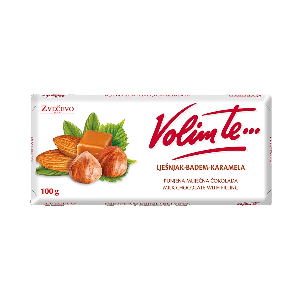 Zvecevo Volim Te, Hazelnut Almond Caramel Choc 100g